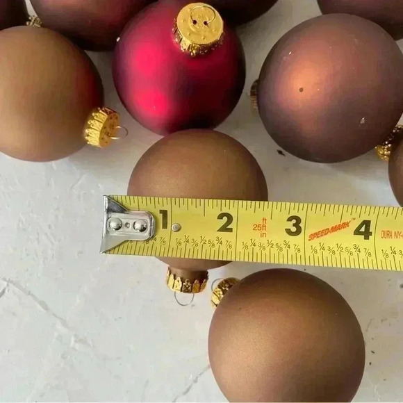 BROWN COFFEE RED MATTE IN GLASS CHRISTMAS ORNAMENT DECORATION 13 PCS - Picture 8 of 9